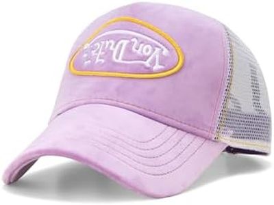 Von Dutch Unisex Trucker Hat - Plush Curved Bill Mesh Back Retro Classic Adjustable Snapback Baseball Cap for Men and Women, Size One Size, Barely Grape