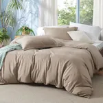 Bedsure Twin/Twin XL Duvet Cover Kids - Polyester & Rayon Derived from Bamboo Cooling Khaki Duvet Cover Twin, 2 Pcs with 1 Zipper Closure Duvet Cover (68"x90") & 1 Pillow Sham, No Comforter