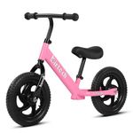 12" Balance Bike Carbon Steel Frame No Pedal Walking Balance Bike Training Bicycle for Kids and Toddlers 2- to 5 Years Old (Pink)