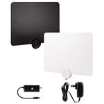 GE UltraPro Edge HD Amplified TV Antenna, 55+ Mile Range, Reversible Black and White Finish