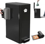 Pupzle Large Dog Poop Trash Can Outside, 3.2 Gal Metal Dog Waste Trash Can with Lid Outdoor, Waste Container with Pedal Garbage Poop Bin, Poo Bucket Outdoor with Lid for Backyard Odor Control, 30 Bags