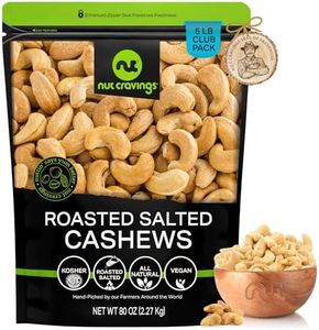 NUT CRAVINGS - Roasted Cashews Slightly Salted - Jumbo, Whole (80oz - 5 LB) Packed Fresh in Resealable Bag - Nut Snack - Healthy Protein Food, All Natural, Keto Friendly, Vegan, Kosher