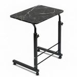 TECHNOVIBES Foldable Study Table/Bed Table/Foldable and Portable Wooden/Writing Desk for Office/Home/School (Dark Marble with Black Leg)