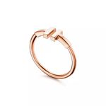 GOLDHARTZ Women's Tiffany Inspired T Square Ring in 925 Sterling Silver | 18K Gold & Rose Gold Plated | Unisex Style | Perfect for Men and Women