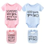 YSCULBUTOL Baby Girls Boys Sometimes When You Pray for a Miracle God Gives You Two Twin Bodysuits Set of 2 - Brown - 4-6 Months