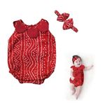 The Root And Craft Kids Birthday Photoshoot Outfit Dress Girls Bandhani print Romper with Hairband Born Baby Photography Photoshoot Props(0 to 12 Month) Red (9-12 Month)