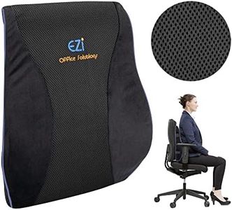 Lumbar Support Cushion - Comfortable & Supportive - Great for Back Pain, Pregnancy, Car, Travel and Long Days. Washable, Breathable, Ergonomic, Orthopedic Chair/Seat Pillow - Black w Blue Trim