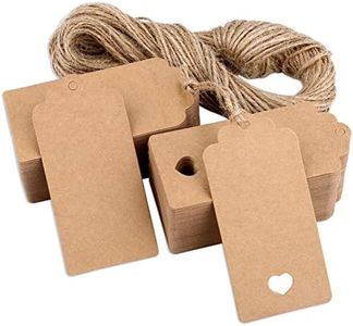 H&S Kraft Paper Blank Tags for Christmas Gifts - 120pcs Multi-Function Brown Paper Tag with String Attached for Weddings - Heart Shape Cut Gift Tags for Gift Bags and Decoration