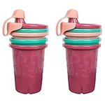 The First Years GreenGrown Reusable Spill-Proof Sippy Cups - Toddler Cups with Straws - Pink/Teal - 6 Count