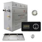 STEAM PLANET Superior Encore 6 kW Steam Shower Generator Kit with Horizontal Black Keypad, Drip Pan & White Light | Self-Draining Steam Bath Generator | One-click Connection Cord | Aromatherapy |