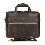 Laptop Briefcase Large Capacity, Vintage Crazy Horse Leather 15inch Laptop Briefcase men Satchel, Dark Brown, One Size