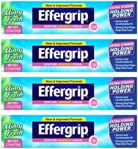 Effergrip Denture Adhesive Cream, Extra Strong Holding Power, 2.5 oz. (Pack of 4)