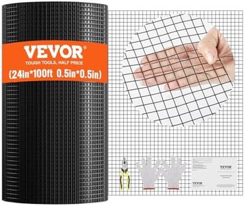 VEVOR Hardware Cloth, 24'' x 100' Galvanized Wire Mesh Roll, 19 Gauge Chicken Wire Fence Roll, Vinyl Coating Metal Wire Mesh for Chicken Coop Barrier, Rabbit Snake Fences, Poultry Enclosures