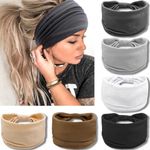 IVARYSS Wide Headbands for Women, Neutral Knotted Head Wraps Turbans, Large African Style Head Bands Hair Accessories, 6 Pack