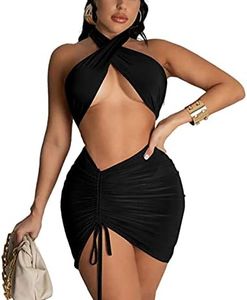 BYDIVA 2 Piece Outfits for Women Night Birthday Outfits Mini Summer Dresses Black S