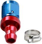 -6AN Aluminum Straight Swivel Female AN6 9/16-18 Thread to 3/8" 3/8 inch（9.52mm) OD barb Push Lock/Push On Barb Hose End Oil Fuel Line Fitting, with Amercian Type Clamp, Red Blue