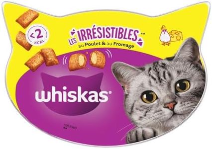 WHISKAS LES IRRÉSISTIBLES - Friandises au Poulet & au Fromage pour Chat Adulte - 8 Boîtes de 60g - Sans Arômes Artificiels, Idéal pour Partager un Moment de Complicité