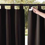 NICETOWN 2 Panels Weatherproof Patio Outdoor Curtain Weighted Blackout, Self-Stick Tab Top Gazebo Drape Water-Proof Privacy Panel for Indoor & Outdoor Divider, W52 x L84, Toffee Toffee Brown