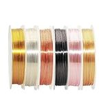 6 Pack Jewelry Beading Wire Craft Wire 24 Gauge(0.5mm),Tarnish Resistant Copper Wire for Jewelry Making Supplies and Crafting