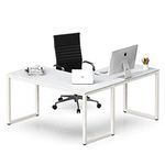 SHW Commercial-Grade L Shaped Corner Office Computer Desk, White, 55" x 60"