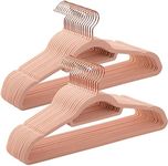 SONGMICS Velvet Hangers, Set of 30 Clothes Hanger with Rose Gold Swivel Hook, Non-Slip, and Space-Saving, 0.2-Inch Thick, 17.1-Inch Long for Coat, Shirt, Dress, Pants, Tie, Coral Pink UCRF21PK30