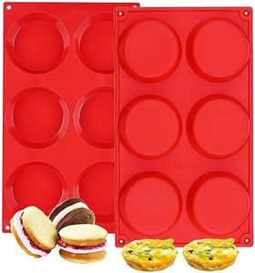 Silicone Muffin Top Pans, 2 Pack Non-Stick 3" Whoopie Pie Baking Pan 3 Inch Round Tray Silicone Egg Sandwich Molds for Mini Cakes Biscuits Egg Cloud Bread Buns English Muffins Breakfast Sandwiches