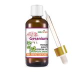 Naturoman Geranium Pure and Natural Essential Oil | Therapeutic Grade | Suitable for All Skin Types | Natural & Pure | For Skin, Hair, Face & Body | Pack of 1 | 100 ml