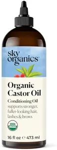 Sky Organics Castor Oil (470ml) USDA Organic Cold-Pressed 100% Pure, Hexane-Free Castor Oil - Moisturizing & Healing, For Dry Skin, Hair Growth - For Skin, Hair Care, Eyelashes - Caster Oil By