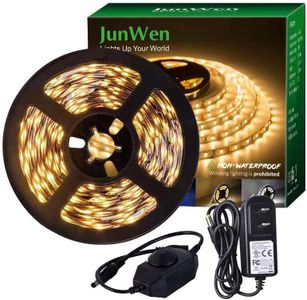 JUNWEN 20FT LED Strip Light Warm White 360 LED Beads,12V Soft Dimmable Lights Strip,Flexible Undercabinet Tape Lighting,Bedroom String Light with UL Listed Power Supply