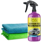 Mullock's Dry Wash & Wax Spray - Waterless Car Wash Cleaner with Carnauba Nano Wax Technology for a Showroom Finish - Eco-Friendly $ Easy to Use (With Microfibre Cloths)
