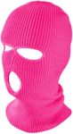 TOPTIE 3 Hole Balaclava, Double Knitted Windproof Breathable Balaclava for Men Women Knit Hat-Hot Pink