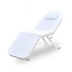 Bathrena Massage Table SPA-Foldable Salon Bed Cosmetic Bed, Lightweight 3-Colors Beauty Bed Versatile Massage Chair Cosmetic Beds Cosmetic Beds-3 Sections (White)