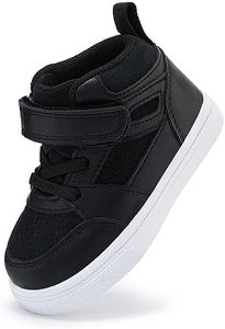 BMCiTYBM Baby High Top Sneakers Boy Girl Walking Shoes Infant First Walker Shoes for 6 9 12 18 24 Months Black Size 6 Toddler