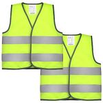 Firtink 2 Pieces Hi Vis Vests for Kids,Kids High Visibility Reflective Vest,High Vis Vests,Hi Vis Safety Vests,High Vis Jacket with Reflective Strips for Kids Outdoor (S)