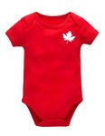 Baby Canada Unisex Bodysuit, Custom Handmade Canada Day Maple Leaf Short Sleeve Baby Bodysuit L1, Red (9M)