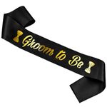 Groom to Be Sash, Wedding Engagement Ceremony Bridal Shower Bachelor Hen Party Decorations (1 Pack) (Black Groom to be)