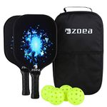 ZOEA Pickleball Paddle, Graphite Pickleball Racket with Carbon Fiber Surface and Polymer Honeycomb Composite Core for Outdoor and Indoor, Durable and Light Weight, Set of 2