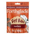 Forthglade Natural Dog Treats (8 x 90g Bags) - Hypoallergenic & Grain Free Dog Treats with Turkey, Hand-Baked Soft Bites, Resealable Bags