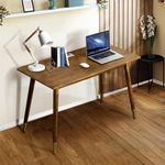 Furb 120x60CM Writing Computer Desk Rubber Wood Home Office Study Desk Gaming Table, Modern Furniture Simple Study Makeup Workstation, Easy Assembly, Walnut