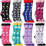 Vicenpal 8 Pairs Dental Socks Women Funny Dental Assistant Gift Novelty Teeth Socks Teeth Pattern Crew Socks Cute Dentist Gift Bulks for Nurse Teacher, 6-12, Classic Color, 6-12