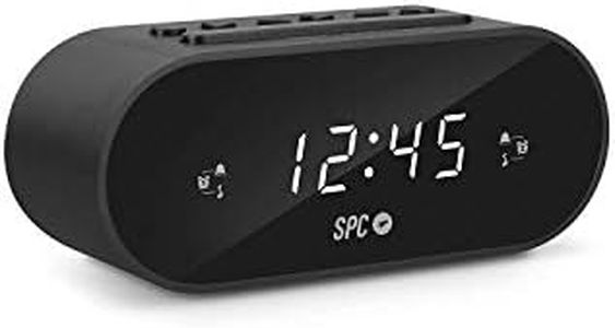 SPC Frodi – Radiodespertador Compacto, Teclas en Relieve, Gran botón de Snooze/Sleep, Alarma Dual, Pantalla XL, números Grandes, Pila de Reserva