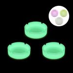 QOPAHI Pack of 3 Luminous Silicone Ashtray for Cigarettes Funny Cool Cute Foldable Indoor or Outdoor Ashtrays, Ash Trays Glow in the Dark(3 Colors)