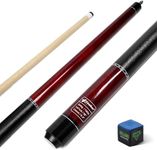 CUEBAR Pool Cue, 58 Inch Pool Sticks for Adults, 2-Piece House Bar Billiard Cue Stick with Imitation Leather Grip, Pool Table Sticks for Men Women - Red,19 Oz