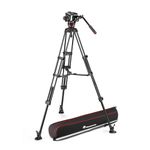 Manfrotto 504X Fluid Video Head with Twin Tripod, Kit with Alu Tripod and Video Head, Twin Leg, Mid-Level Spreader, DSLR, Digital Cameras, Camcorders, for Videographer, Carrying Bag, Holds up to 12kg