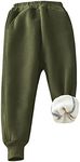 Gihuo Unisex Boys Girls Winter Warm Sherpa Lined Sweatpants Jogger Kid's Fleece Athletic Pants with Pockets(Army-M)
