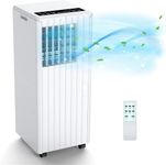 Portable Air Conditioner 9000BTUs 3 In1 Air Conditioner, Dehumidifier 42L/Day, Cooler, Fan with 2 Speeds, Digital Display & Remote Control, 24 Hours Timer for Homes Rooms [Energy Class A]