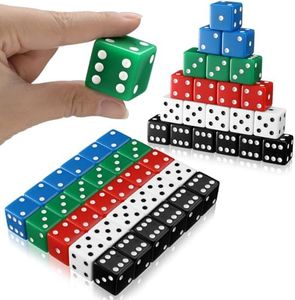 Poen 30 Pcs Standard Dice 25 mm Casino Theme Party Dice Large Opaque Jumbo Acrylic D6 Bulk Sifter for Casino Theme Party Board Vegas Birthday Supply(Colorful)
