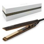 Corioliss C1 Hair Straightener for Women | Professional Titanium Extra-Long Plates | Ionic Flat Iron | Temperature Control 120°C to 235°C | Straightening and Waves | UK Plug Leopard Gold Soft Touch