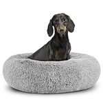 The Dog’s Bed Sound Sleep Donut Dog Bed, Small Silver Grey Plush Calming Nest Bed