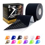 trans tape 1/2/5 Rolls Relieve Muscle Soreness and Strain Shoulders Wrists Knees Ankles elastic waterproof Good Air Permeaability Hypoallergenic 5cm*5m Black by SOONGO